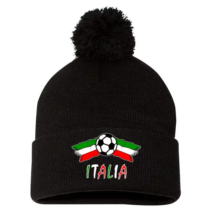 Italy Soccer Flag Italia Champs Pom Pom 12in Knit Beanie