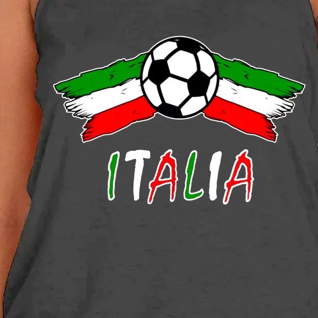 Italy Soccer Flag Italia Champs Women's Knotted Racerback Tank