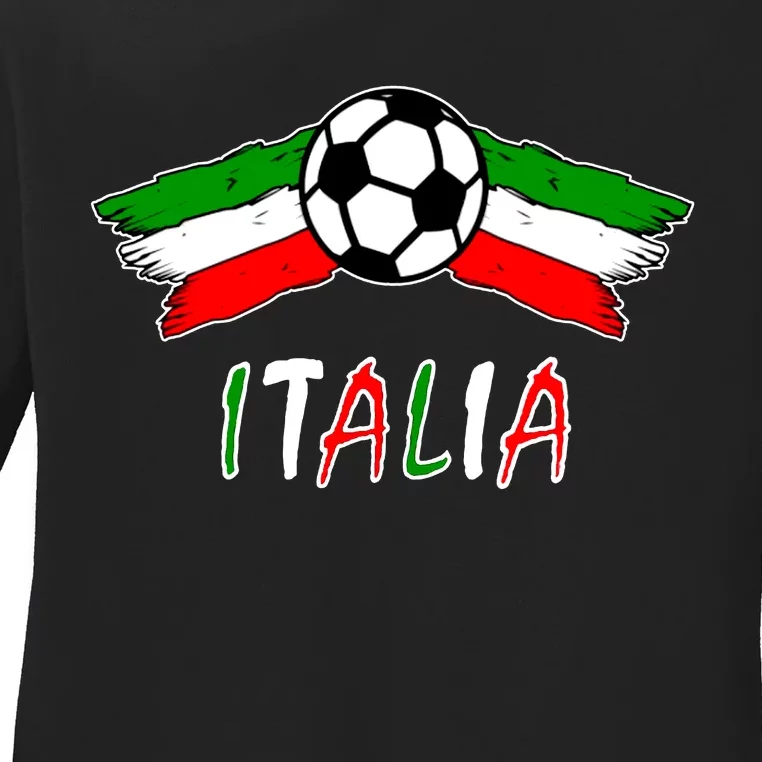 Italy Soccer Flag Italia Champs Ladies Long Sleeve Shirt