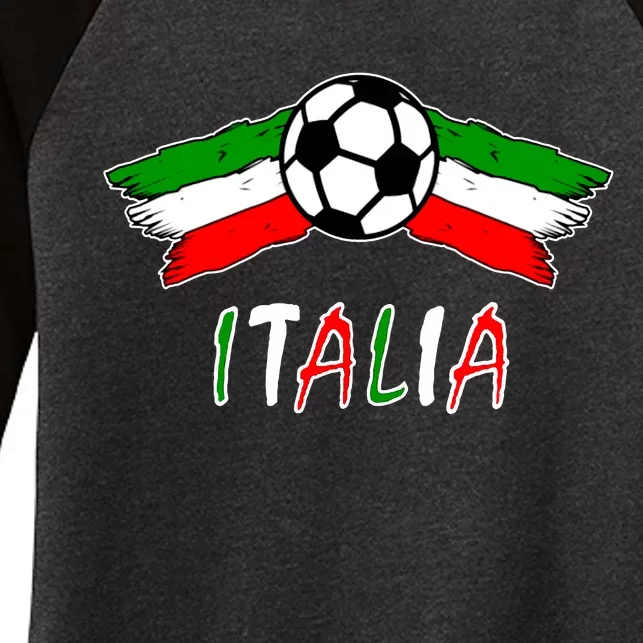 Italy Soccer Flag Italia Champs Women's Tri-Blend 3/4-Sleeve Raglan Shirt