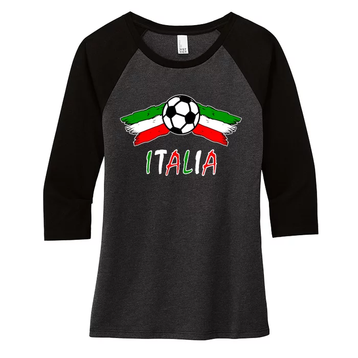 Italy Soccer Flag Italia Champs Women's Tri-Blend 3/4-Sleeve Raglan Shirt