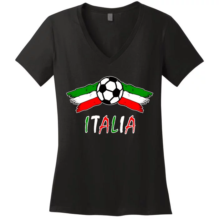 Italy Soccer Flag Italia Champs Women's V-Neck T-Shirt