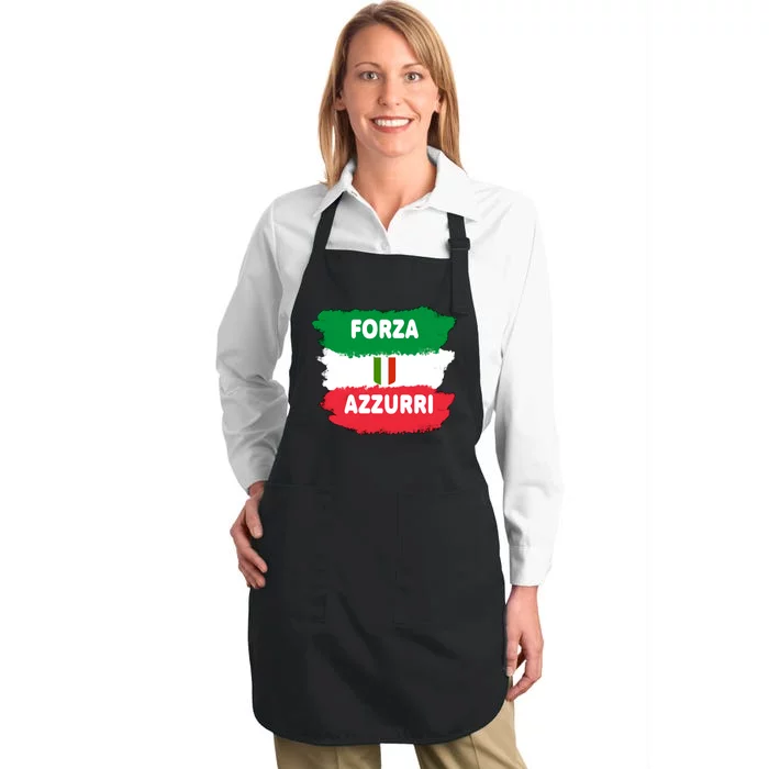 Italy Soccer Football Azzurri Forza Italia Full-Length Apron With Pocket