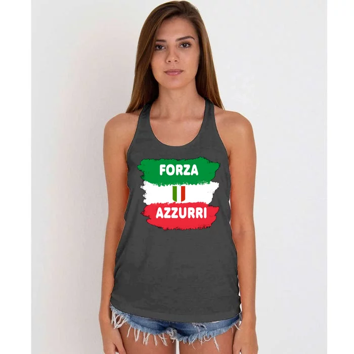 Italy Soccer Football Azzurri Forza Italia Women's Knotted Racerback Tank