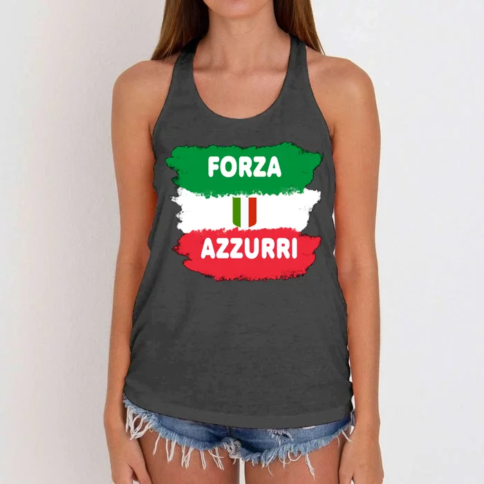 Italy Soccer Football Azzurri Forza Italia Women's Knotted Racerback Tank