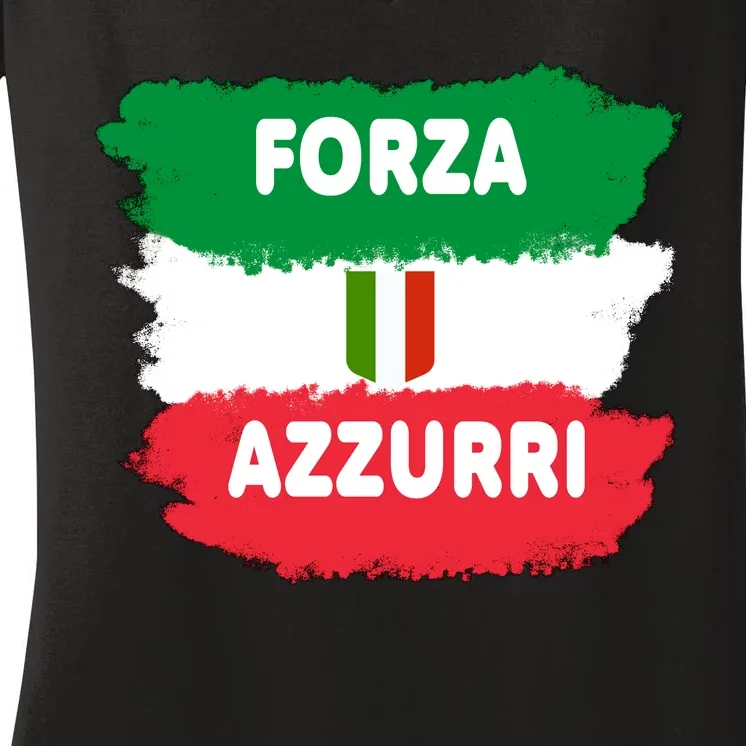 Italy Soccer Football Azzurri Forza Italia Women's V-Neck T-Shirt