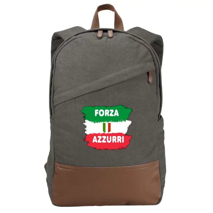 Italy Soccer Football Azzurri Forza Italia Cotton Canvas Backpack