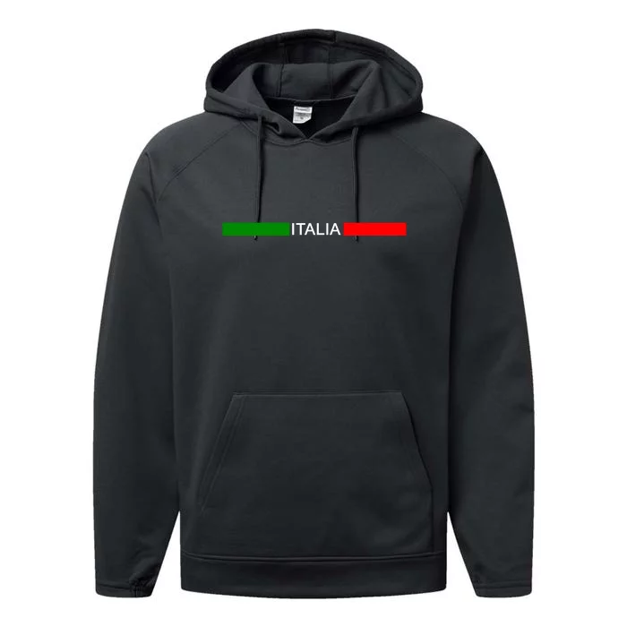 Italy Soccer Strip Logo Euro Italia Performance Fleece Hoodie