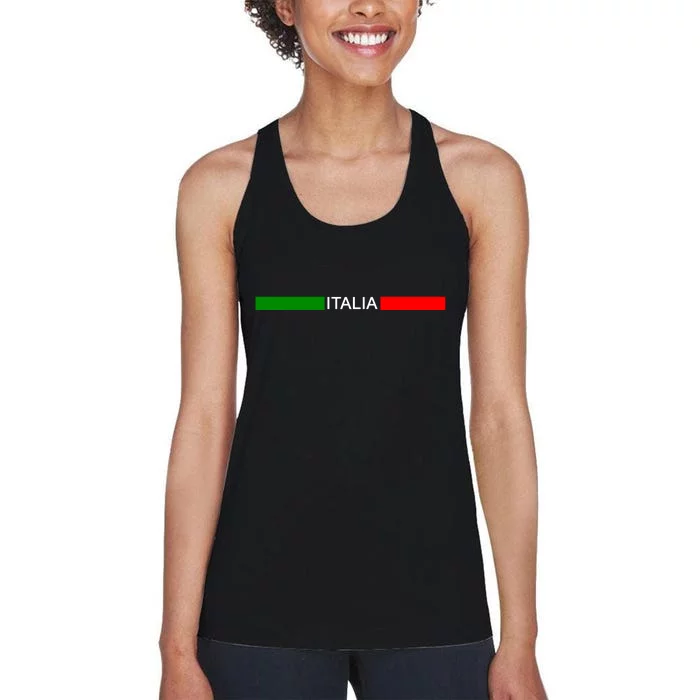 Italy Soccer Strip Logo Euro Italia Women's Racerback Tank