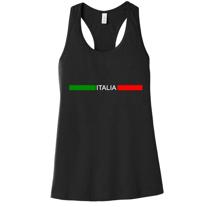 Italy Soccer Strip Logo Euro Italia Women's Racerback Tank