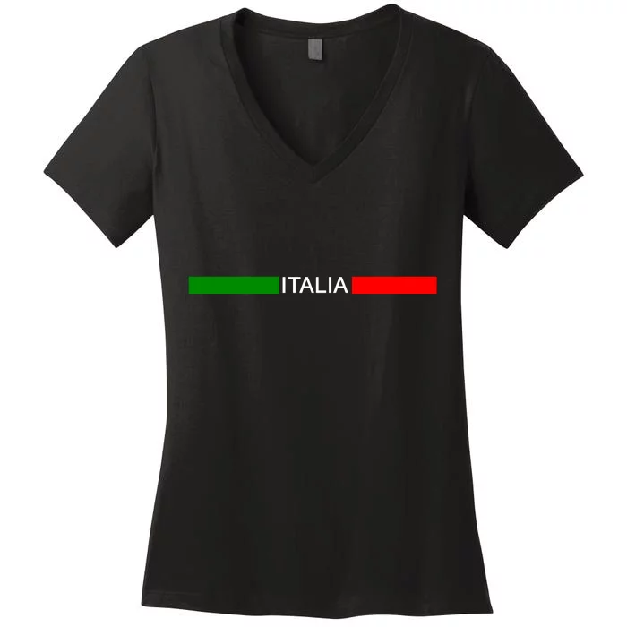 Italy Soccer Strip Logo Euro Italia Women's V-Neck T-Shirt