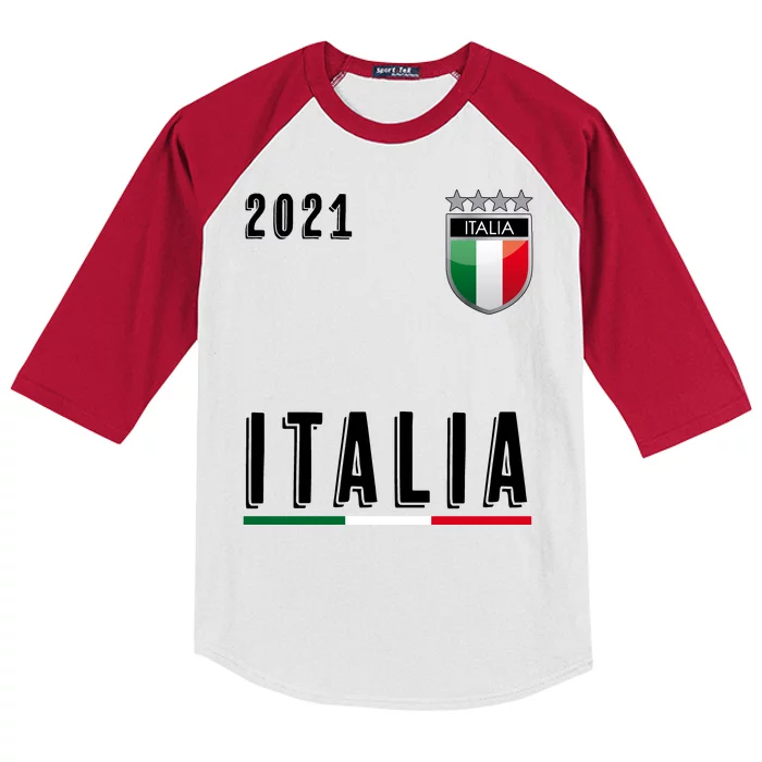 Italy Soccer Team Jersey Italia Flag Kids Colorblock Raglan Jersey