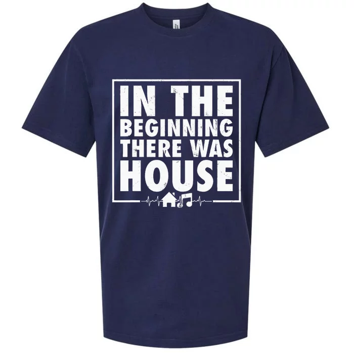 In The Beginning There Was House Music Edm Quote Dj Retro Sueded Cloud Jersey T-Shirt