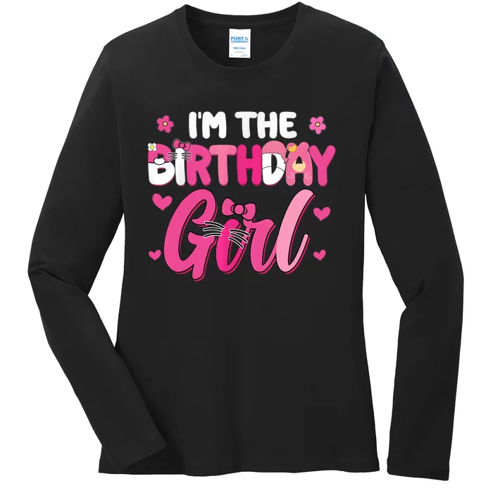 Im The Birthday Girl Cat Kitty Family Matching Party Ladies Long Sleeve Shirt