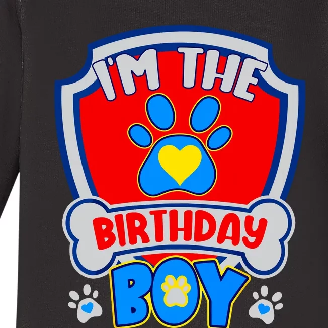 Im The Birthday Boy Dog Paw Family Matching Baby Long Sleeve Bodysuit