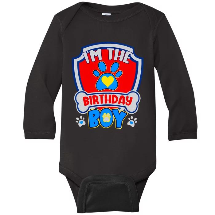 Im The Birthday Boy Dog Paw Family Matching Baby Long Sleeve Bodysuit