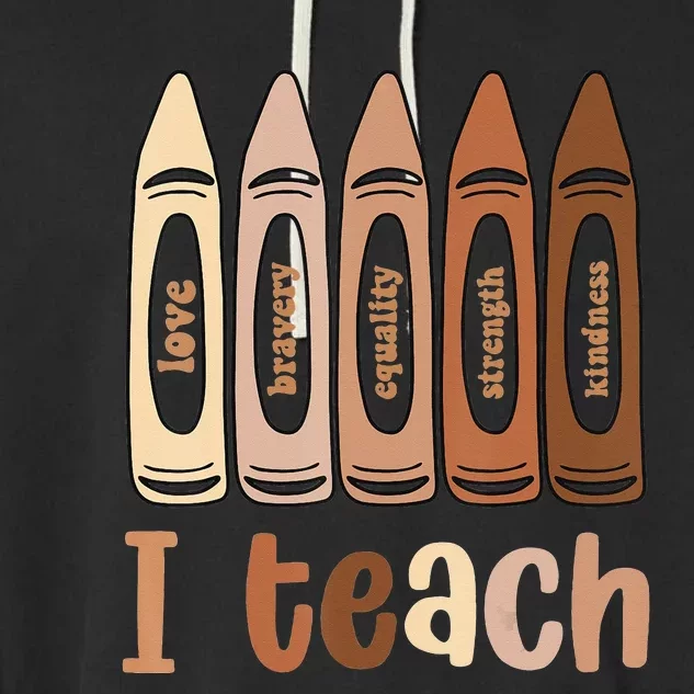 I Teach Black History Month Melanin Afro African Teacher Garment-Dyed Fleece Hoodie