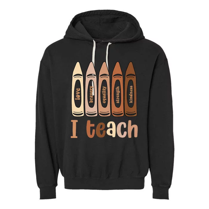 I Teach Black History Month Melanin Afro African Teacher Garment-Dyed Fleece Hoodie