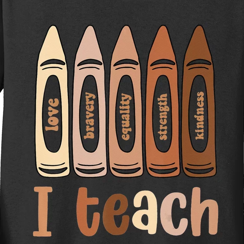 I Teach Black History Month Melanin Afro African Teacher Kids Long Sleeve Shirt