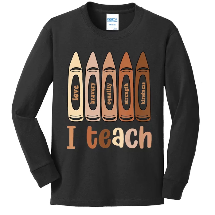 I Teach Black History Month Melanin Afro African Teacher Kids Long Sleeve Shirt