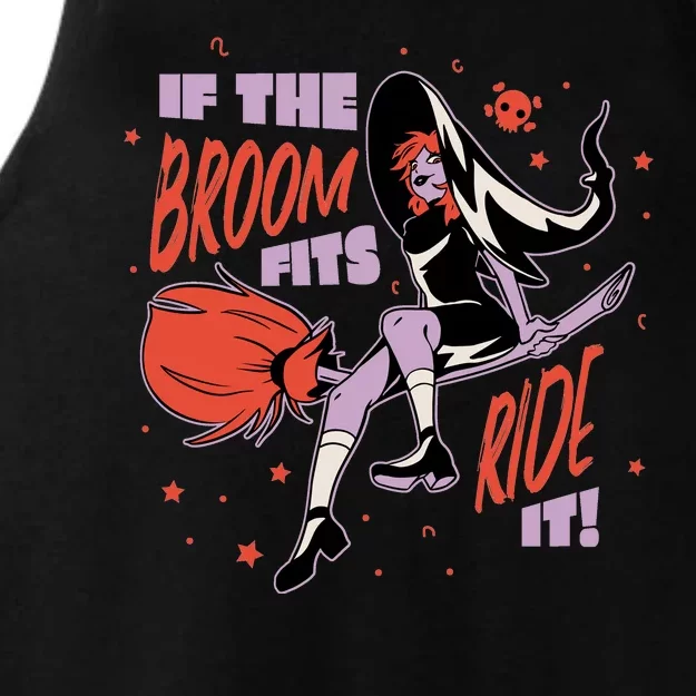 If The Boom Fits Ride It Halloween Witch Ladies Tri-Blend Wicking Tank