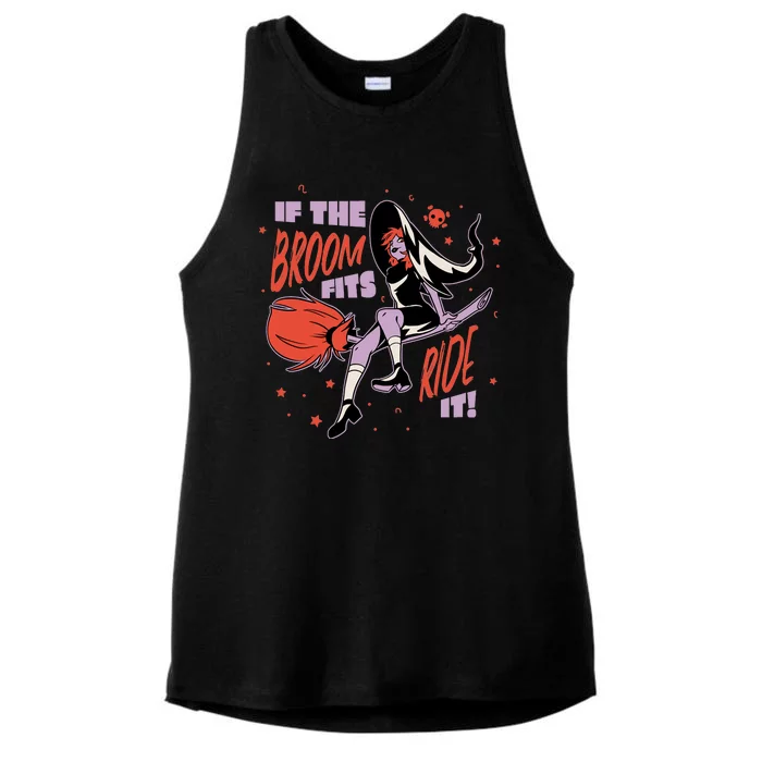 If The Boom Fits Ride It Halloween Witch Ladies Tri-Blend Wicking Tank