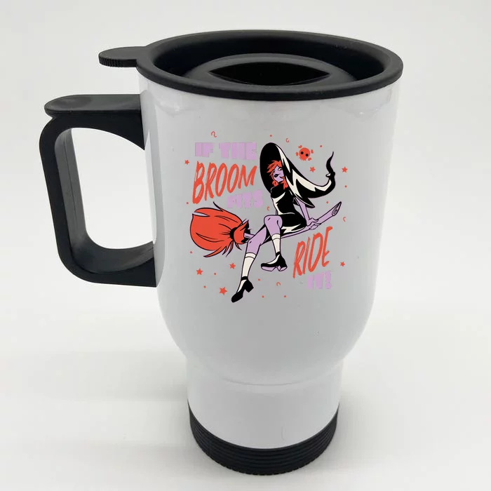 If The Boom Fits Ride It Halloween Witch Front & Back Stainless Steel Travel Mug