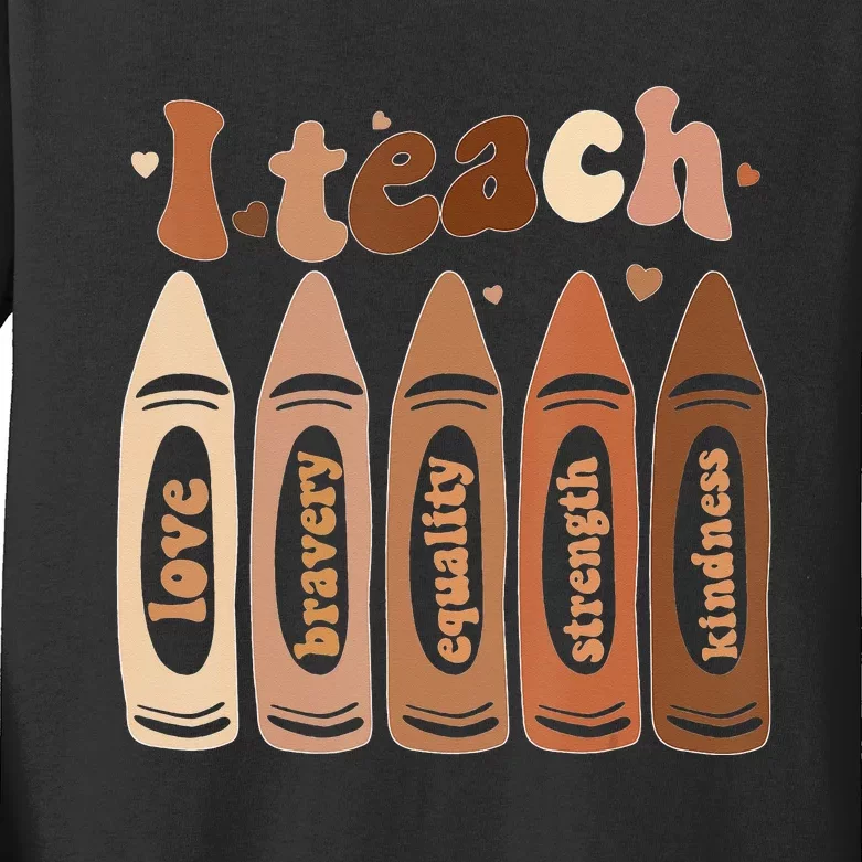 I Teach Black History Month Melanin Afro African Teacher Kids Long Sleeve Shirt