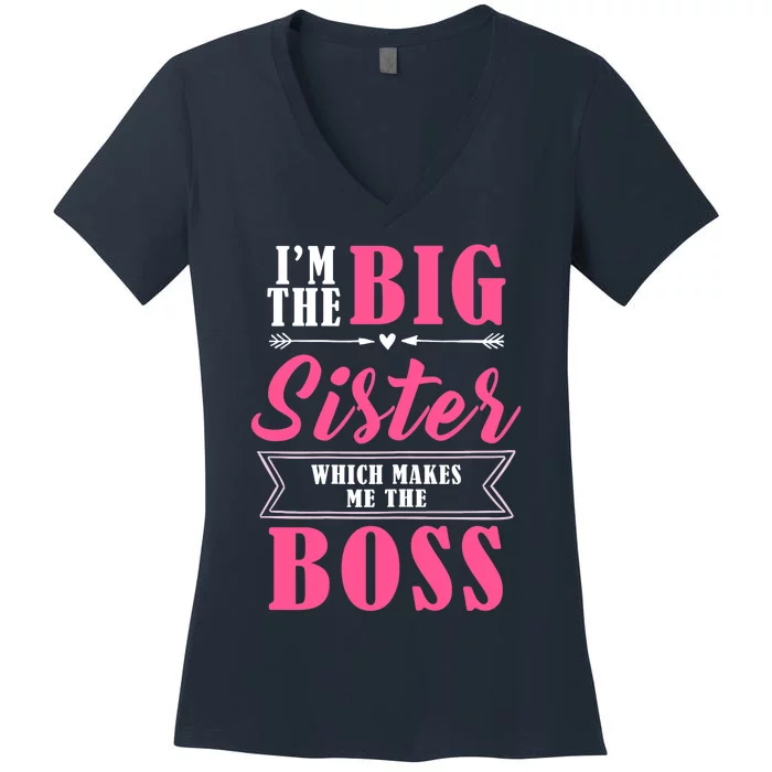 I'm The Big Sister Which Makes Me The Boss Girl Women's V-Neck T-Shirt