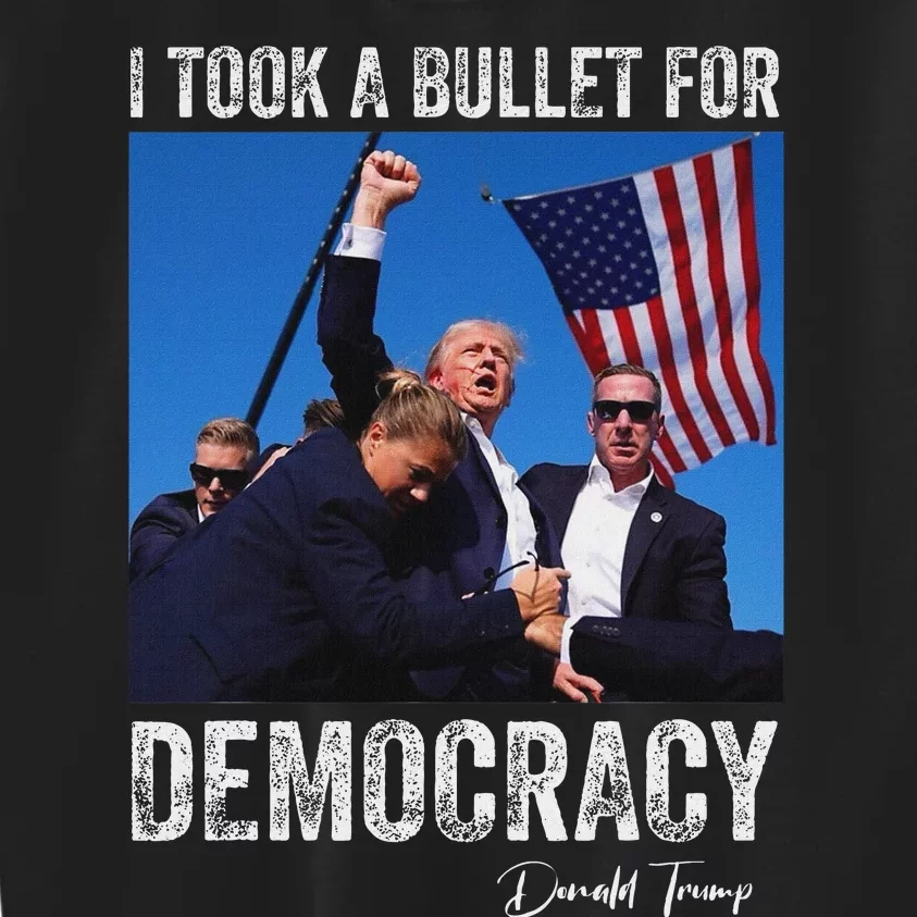 I Took Bullet For Democracy Trump Shooting Rally Trump 2024 Kids Sweatshirt