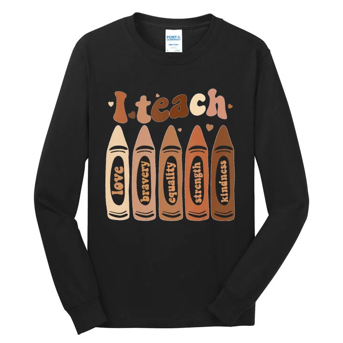 I Teach Black History Month Melanin Afro African Teacher Tall Long Sleeve T-Shirt