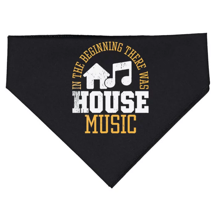 In The Beginning There Was House House Music EDM DJ USA-Made Doggie Bandana