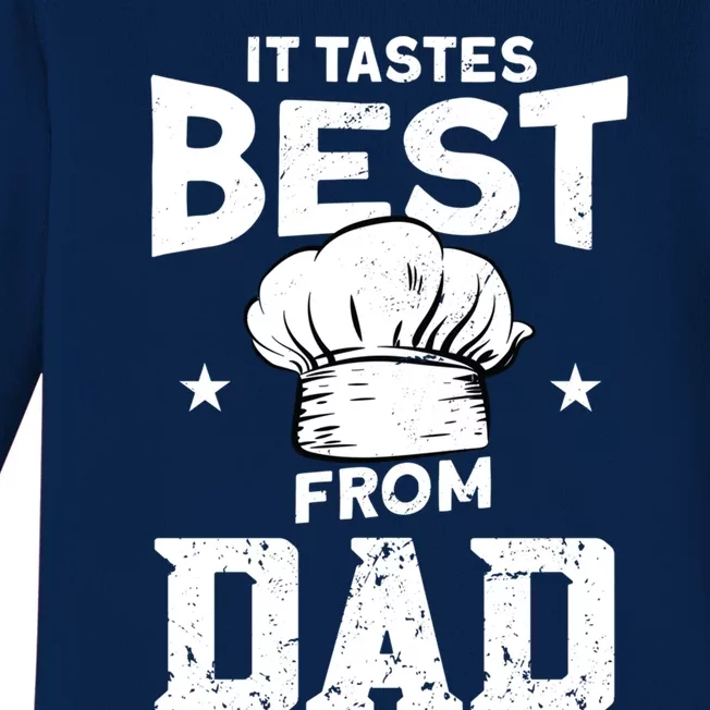 It Tastes Best From Dad Cook Cooking Funny Chef Gift Baby Long Sleeve Bodysuit