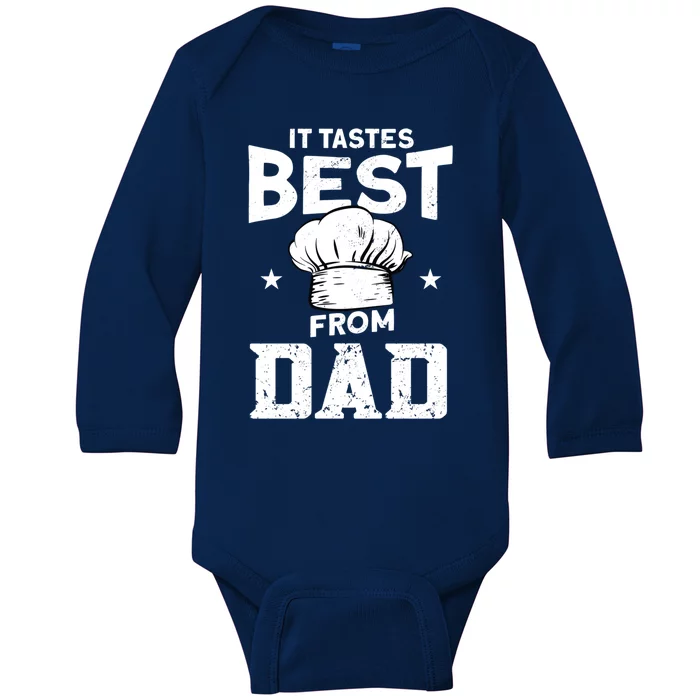 It Tastes Best From Dad Cook Cooking Funny Chef Gift Baby Long Sleeve Bodysuit