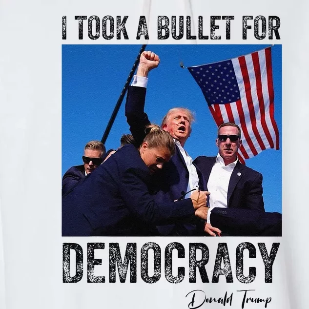 I Took Bullet For Democracy Trump Shooting Rally Trump 2024 Garment-Dyed Fleece Hoodie