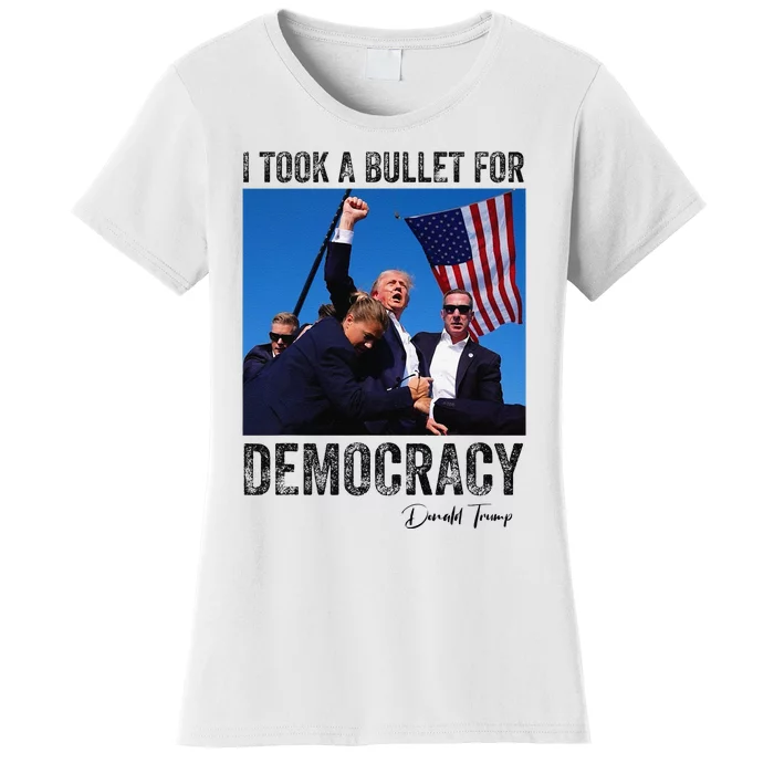 I Took Bullet For Democracy Trump Shooting Rally Trump 2024 Women's T-Shirt