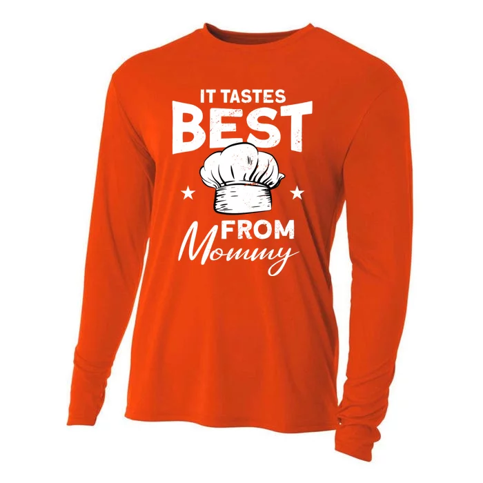 It Tastes Best From Mommy Cook Cooking Funny Chef Gift Cooling Performance Long Sleeve Crew