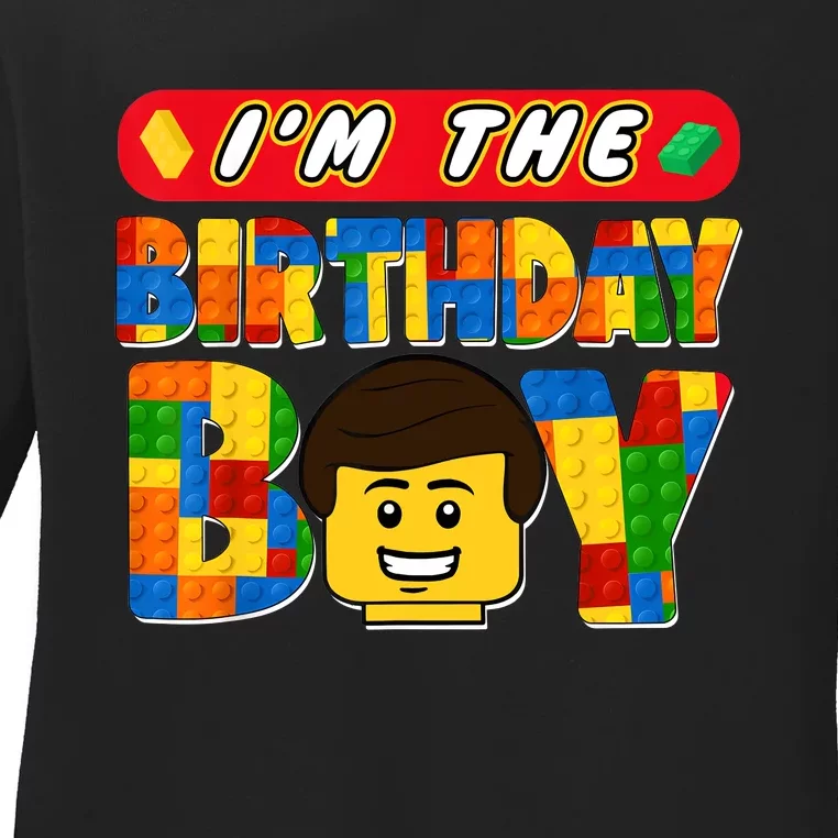 Im The Birthday Boy Building Brick Family Matching Ladies Long Sleeve Shirt