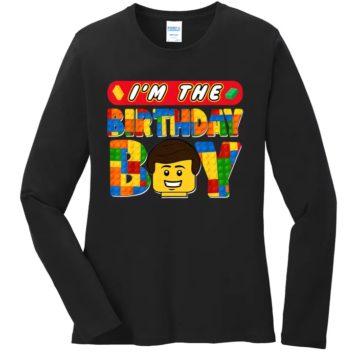 Im The Birthday Boy Building Brick Family Matching Ladies Long Sleeve Shirt