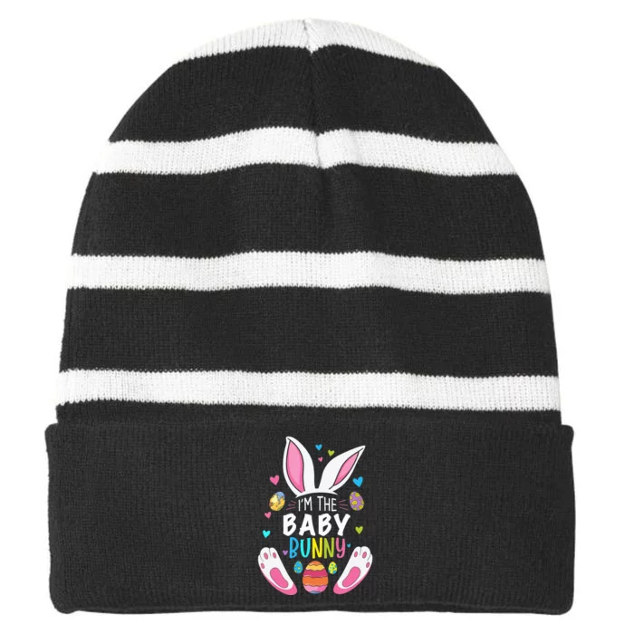 I'm The Baby Bunny Happy Easter Cute Baby Bunny Lover Striped Beanie with Solid Band