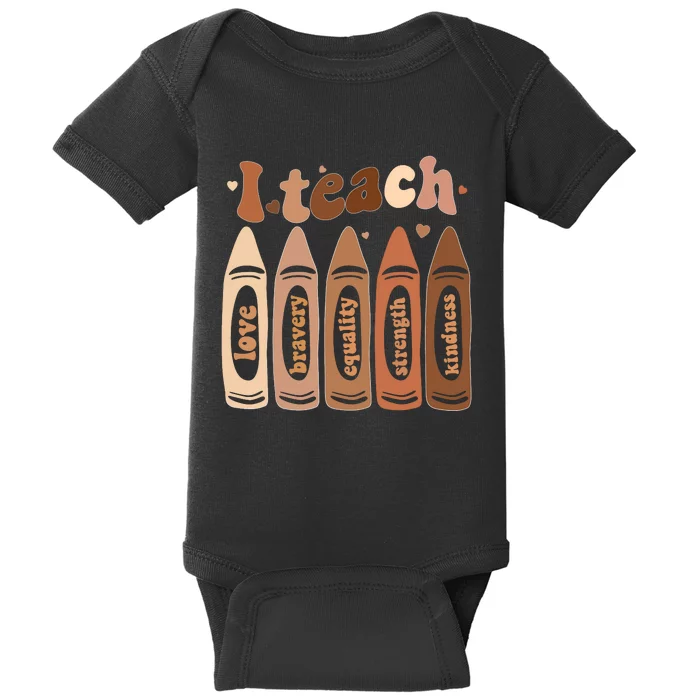 I Teach Black History Month Melanin Afro African Teacher Baby Bodysuit