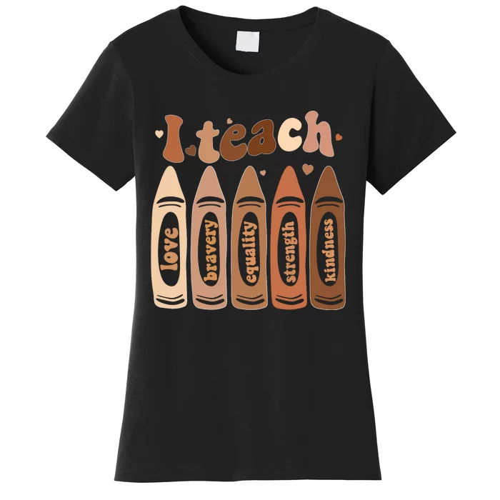 I Teach Black History Month Melanin Afro African Teacher Women's T-Shirt