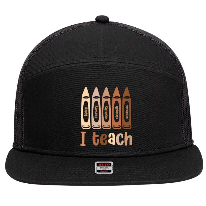 I Teach Black History Month Melanin Afro African Teacher 7 Panel Mesh Trucker Snapback Hat