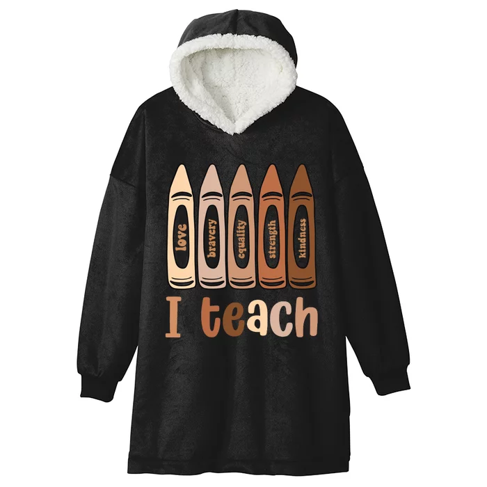 I Teach Black History Month Melanin Afro African Teacher Hooded Wearable Blanket