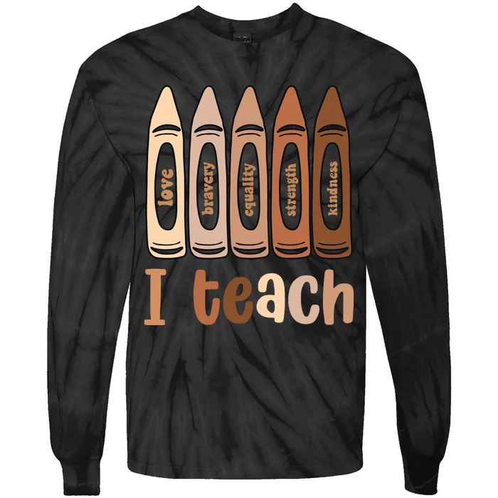 I Teach Black History Month Melanin Afro African Teacher Tie-Dye Long Sleeve Shirt