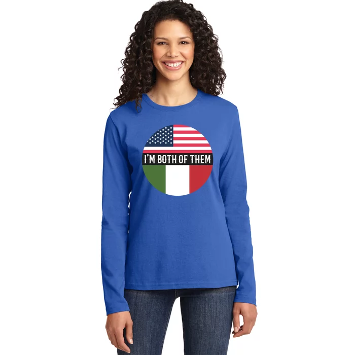 In The Both Of Them Proud To Be American Italian Flag Gift Ladies Long Sleeve Shirt