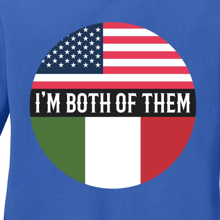 In The Both Of Them Proud To Be American Italian Flag Gift Ladies Long Sleeve Shirt