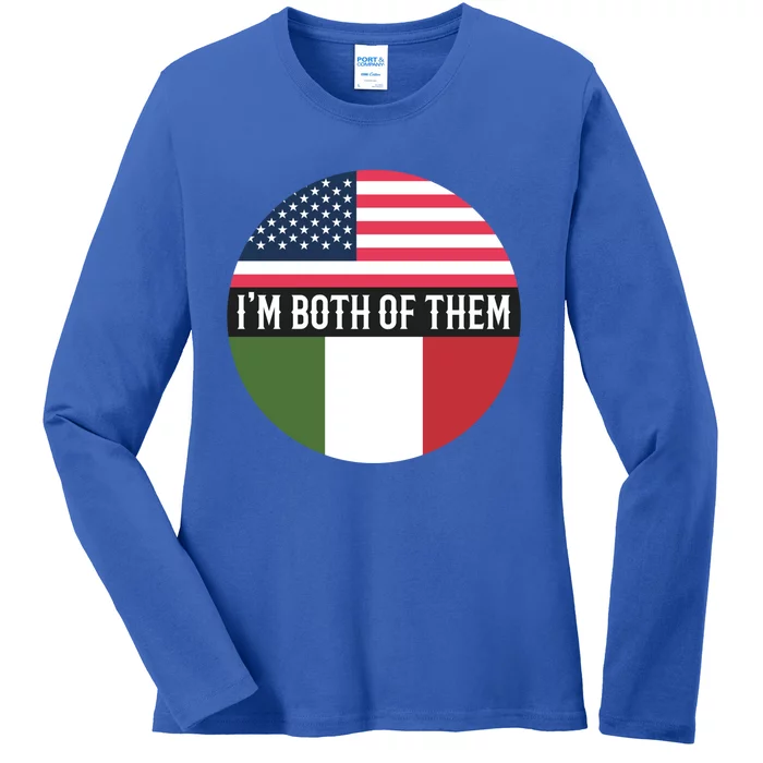 In The Both Of Them Proud To Be American Italian Flag Gift Ladies Long Sleeve Shirt