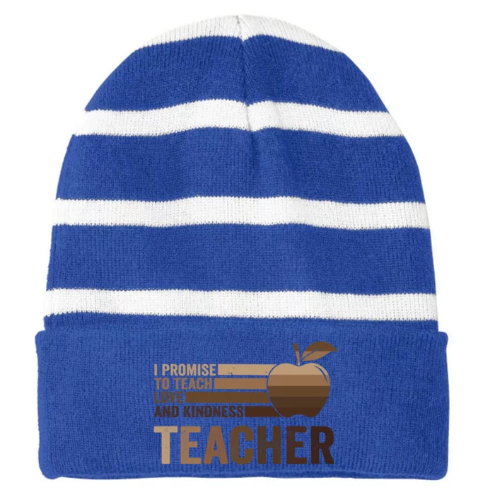 Inspirational Teacher Be Kind Tee African American Teacher Gift Striped Beanie with Solid Band