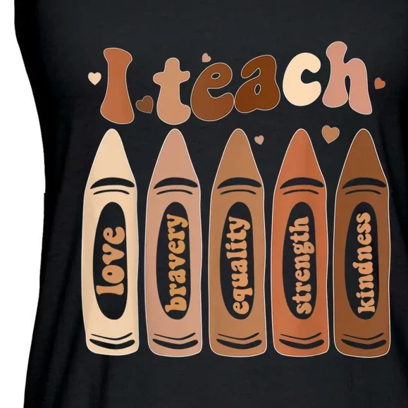 I Teach Black History Month Melanin Afro African Teacher Ladies Essential Flowy Tank